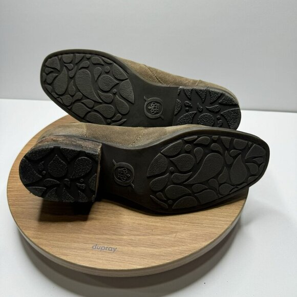 BORN Brown Suede Leather Ankle Boots Side Zipper Chunky block heel Womens Size 8 - Picture 3 of 9